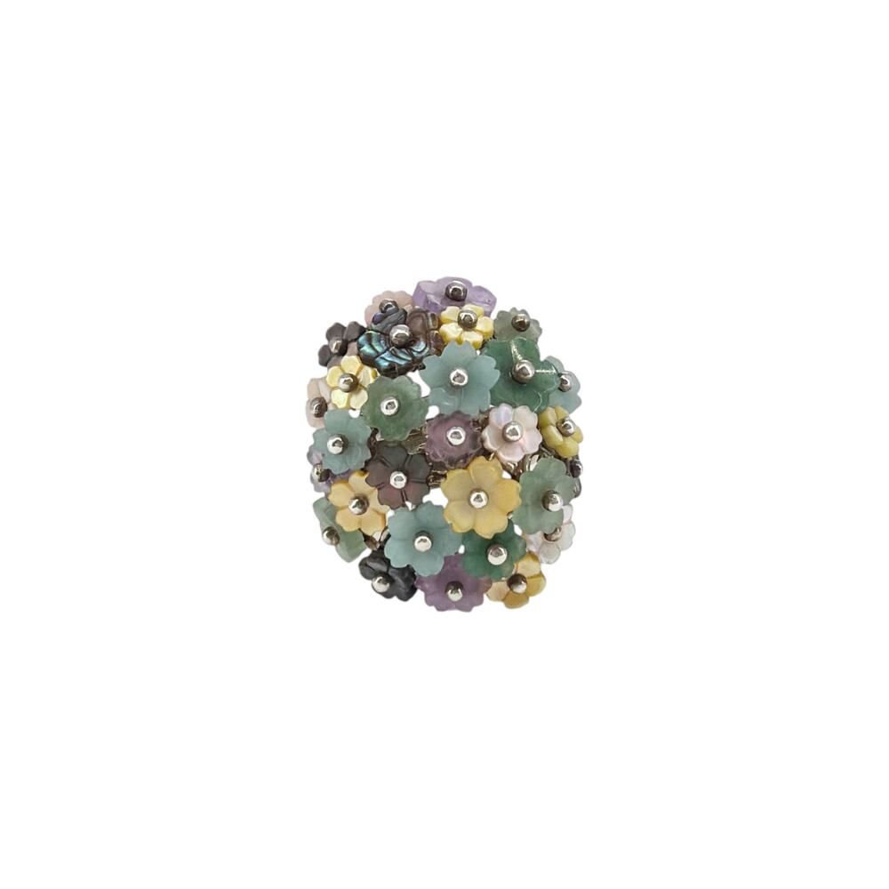 WHITNEY KELLY Sterling Silver Flower Cluster Dome Ring 7
